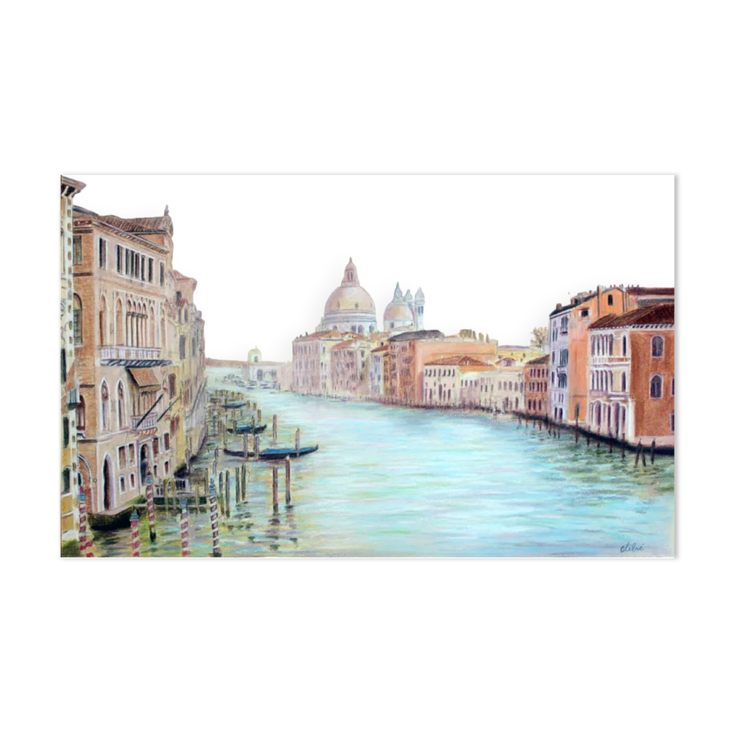 Dibujo de Venecia. Grand canal.