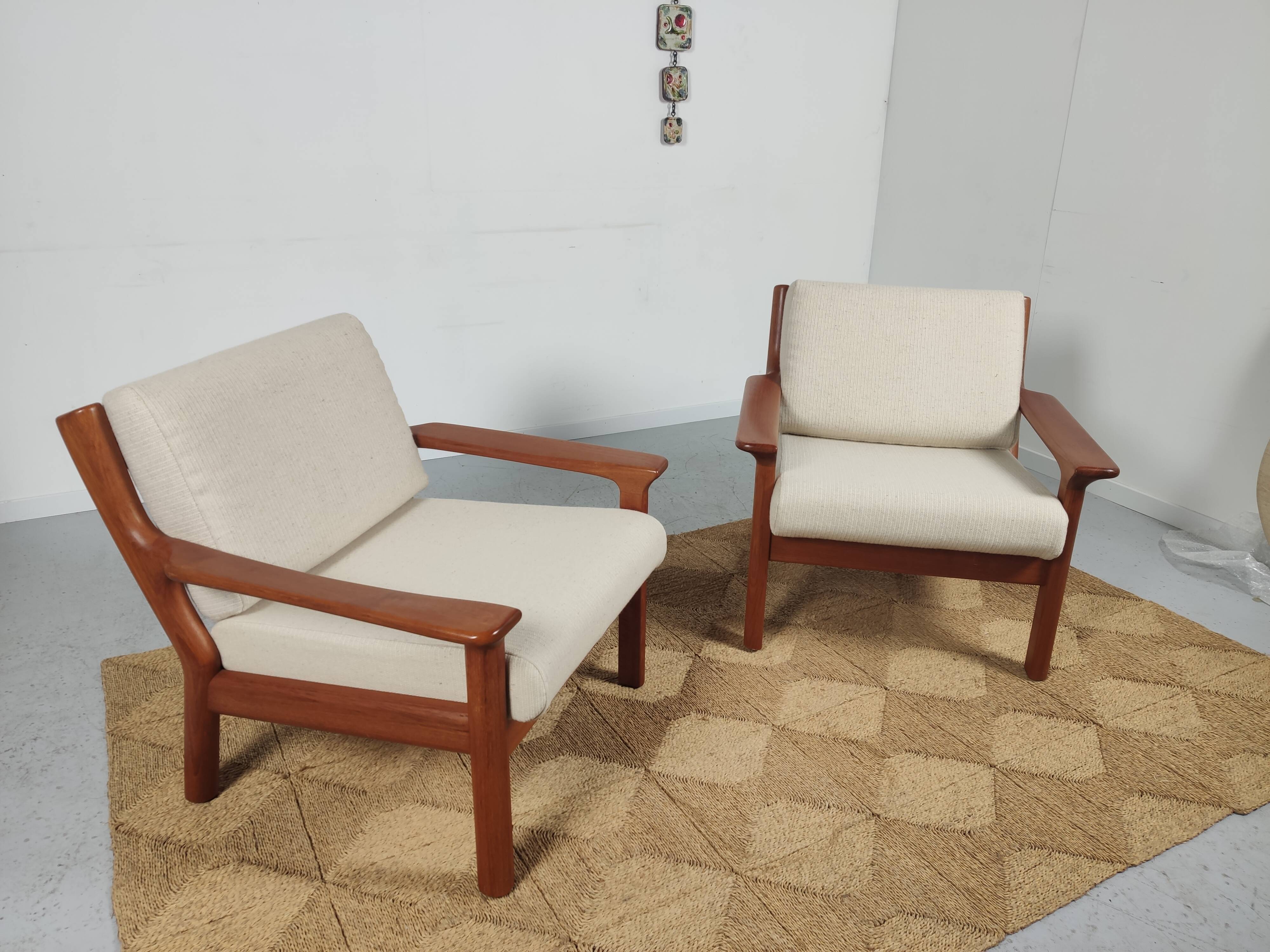 Pair of teak chairs Juul Kristensen for Glostrup Denmark 1960s