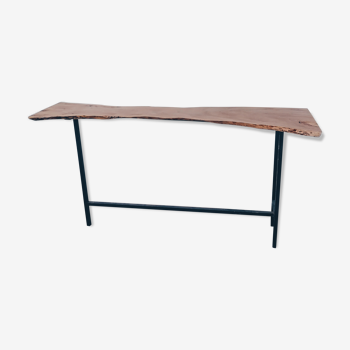 Solid wood console & steel