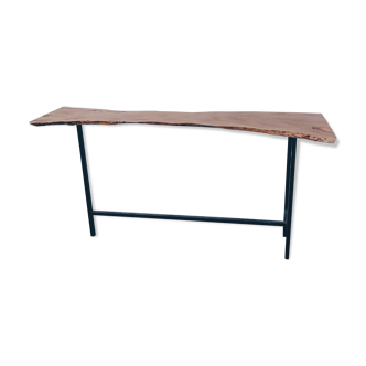 Solid wood console & steel