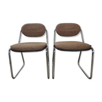 Chaises de bureau vintage tissu et chrome