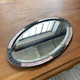 Miroir art déco rose ovale 80x47cm