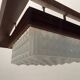 1950s Wood, Bronze & Opaline Glass Pendant Light