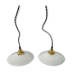 Set of two white opaline hanging lamps