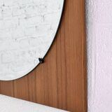 Round mirror from the 60s - 70s on a square wooden frame
