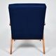 Vintage original 60s armchair, refubrished, blue velvet, poule fabric