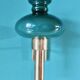 Brushed brass wall light with green glass shade "Vitrika". Denmark 1980