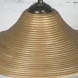 Lampe de table en laiton et rotin en roseau, Italie 1970