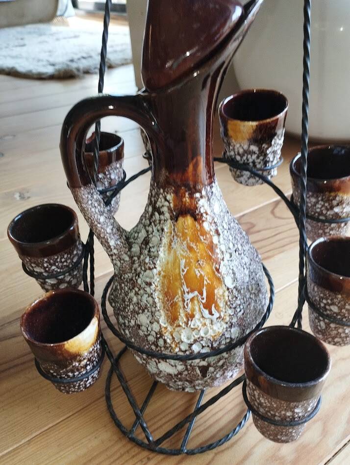 Vintage liqueur service signed Vallauris