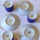 3 royal blue and gold cups and saucers - Royal Limoges porcelain