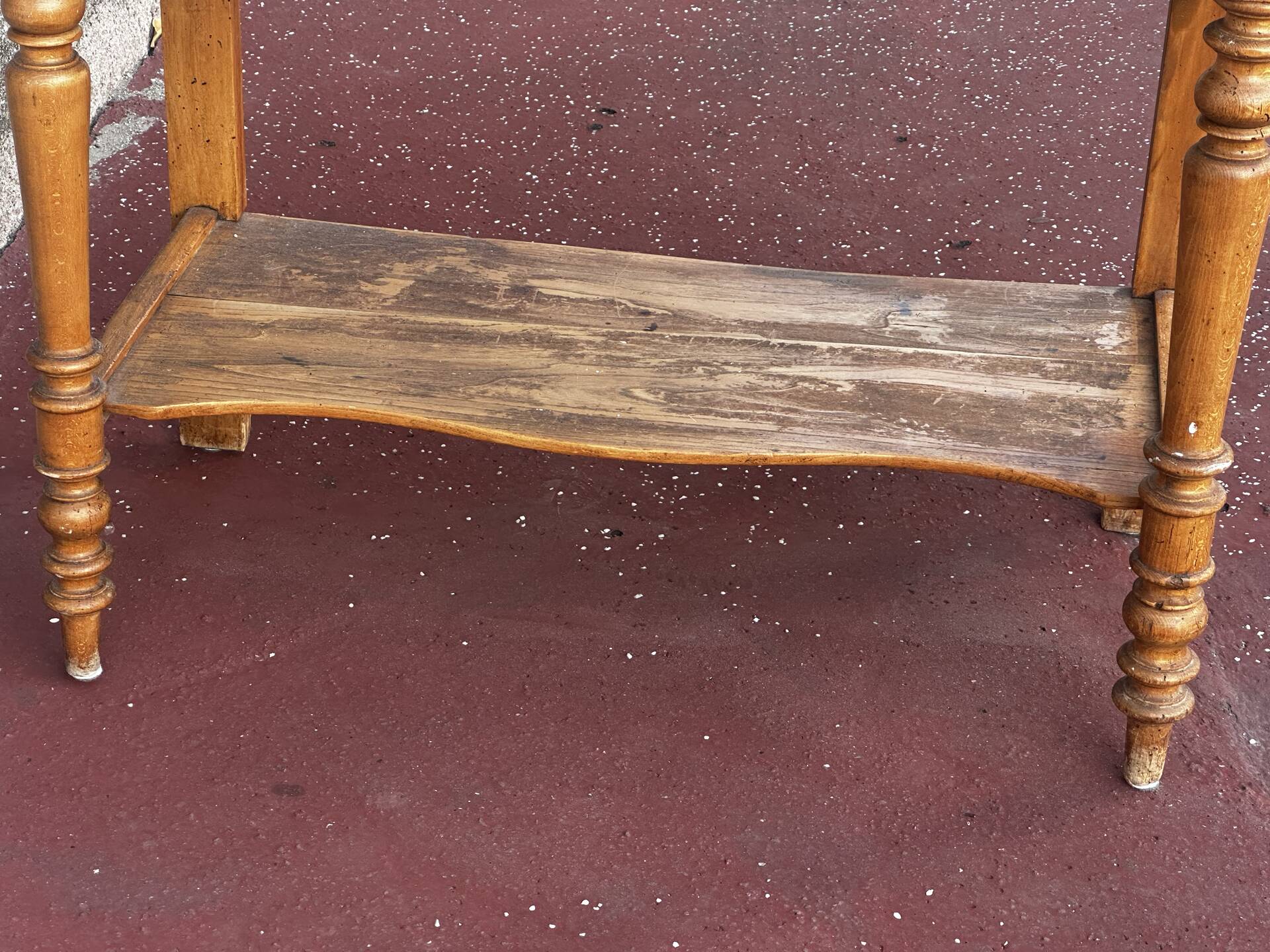 Walnut and marble dressing table, mercury mirror, circa 1850.