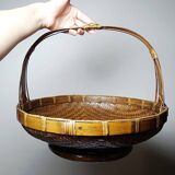 Large Vintage Asian Bamboo Offering Basket 1920–1950