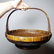 Large Vintage Asian Bamboo Offering Basket 1920–1950