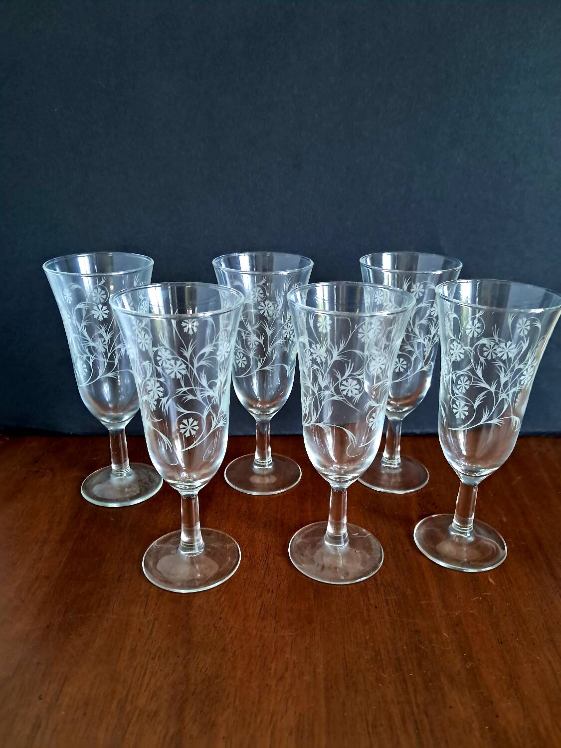 6 flûtes à champagne enghien luminarc années 50/60
