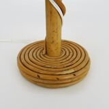 Bedside lamp, table lamp in rattan, bamboo Louis Sognot. 50s