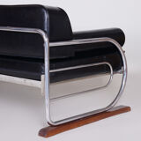 Black Slezak sofa made in 1930s Czechia