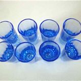Suite of 8 blue glasses Myosotis