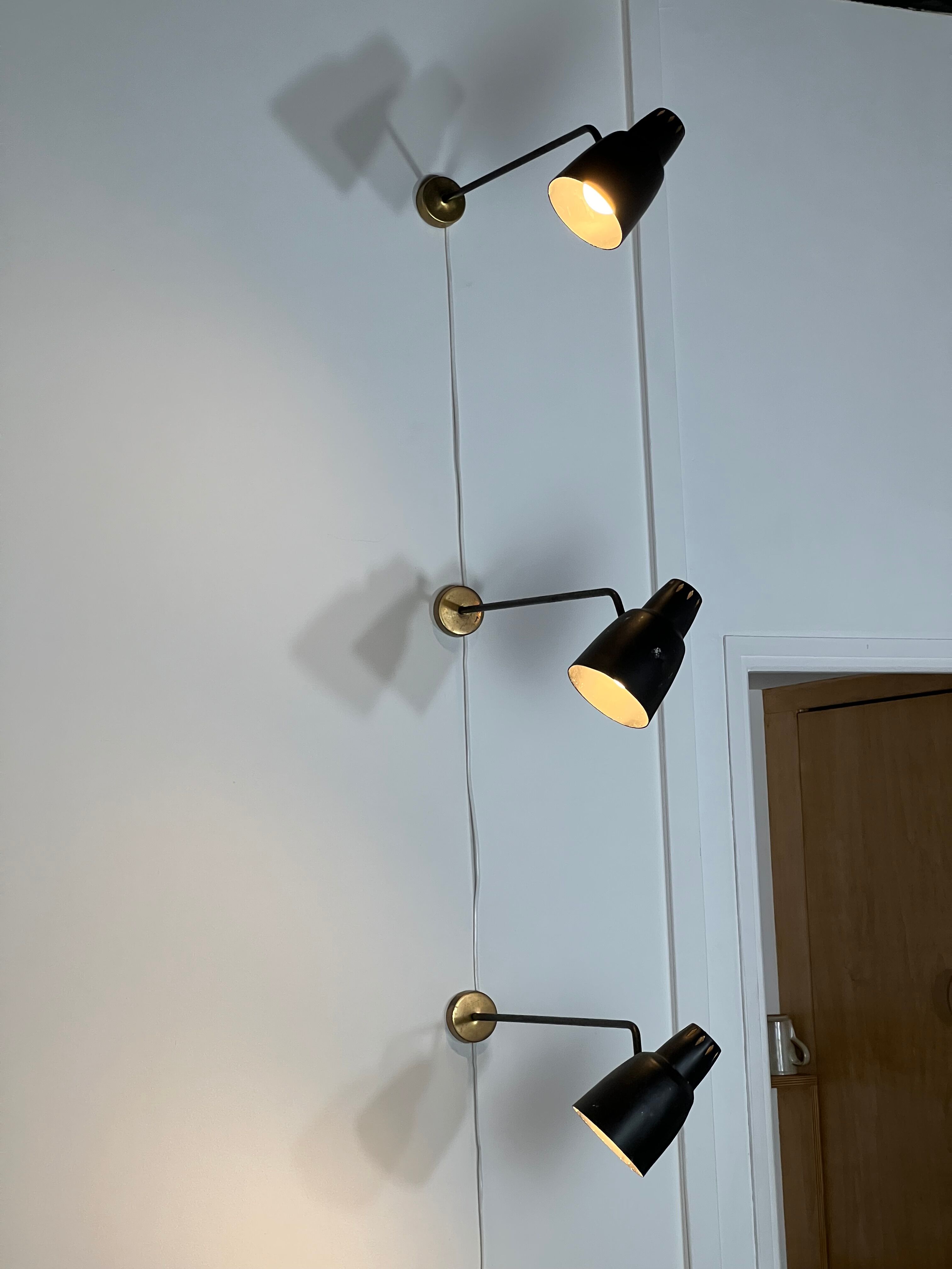 Set de 3 appliques murales éditées par Parscot France années 1950