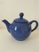 Vintage deep blue teapot, minimalist round shape.