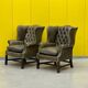 Vintage leather chesterfield wingback armchair-(price is for one Chair)
