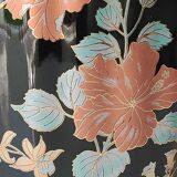 Vase with lid. decorative asian potiche with undulations. floral motifs/exotic bird. exclusive décor, made in italy. high 30 cm