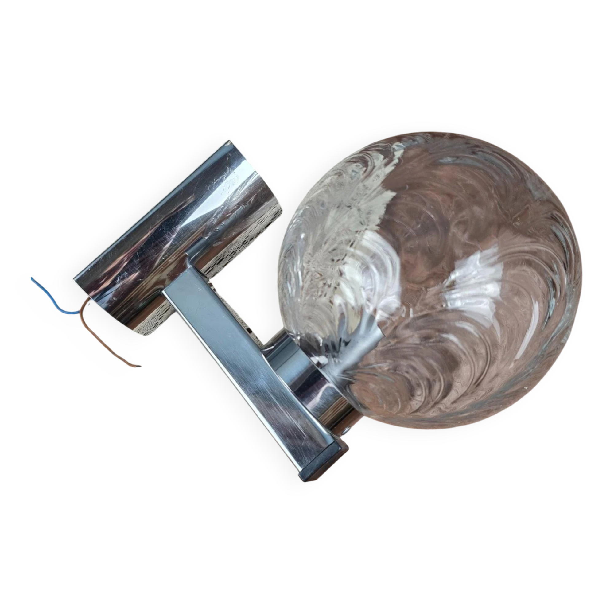 Vintage Space Age chrome wall light – Moulded glass globe