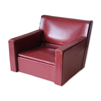 Coffret à bijoux boîte en forme de fauteuil en simili rouge bordeaux vintage
