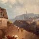 Paysage animé, huile sur toile XIXe