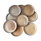 Set of 9 flat plates in artisanal sandstone 70s