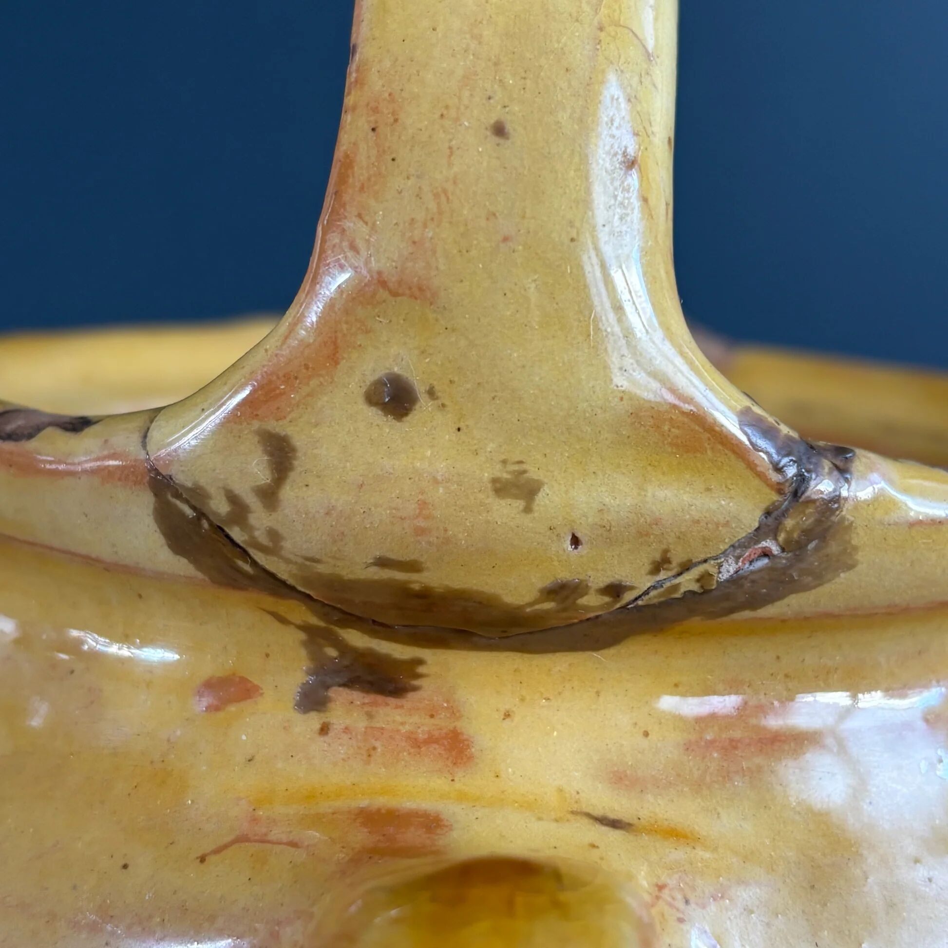 Ancient oil jar in glazed terracotta