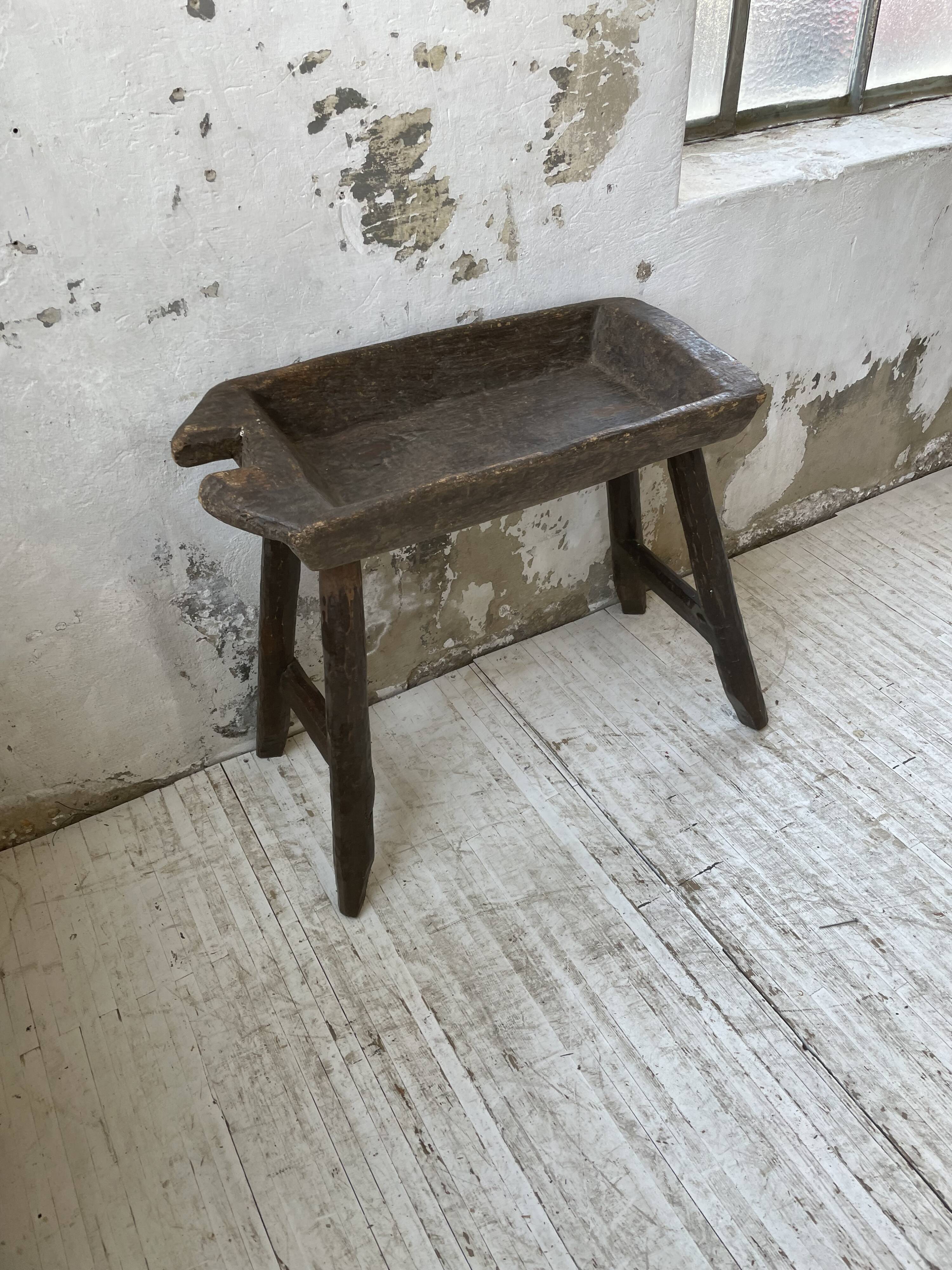 Brutalist solid wood console