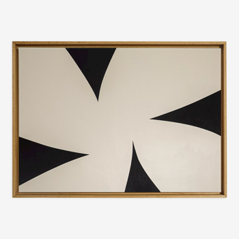 Peinture abstraite minimaliste motif ivoire