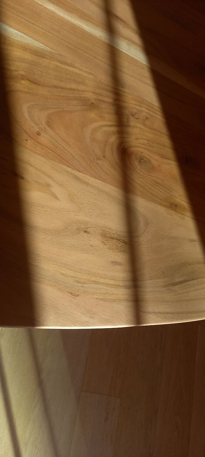 Oval solid wood and metal table