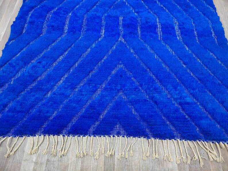 Azilal blue wool rug 250cm x 150cm