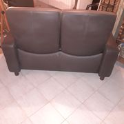 Sofa 2 places Stressless seat ultra comfort, leather Noblesse-Brown, sofa of high quality.