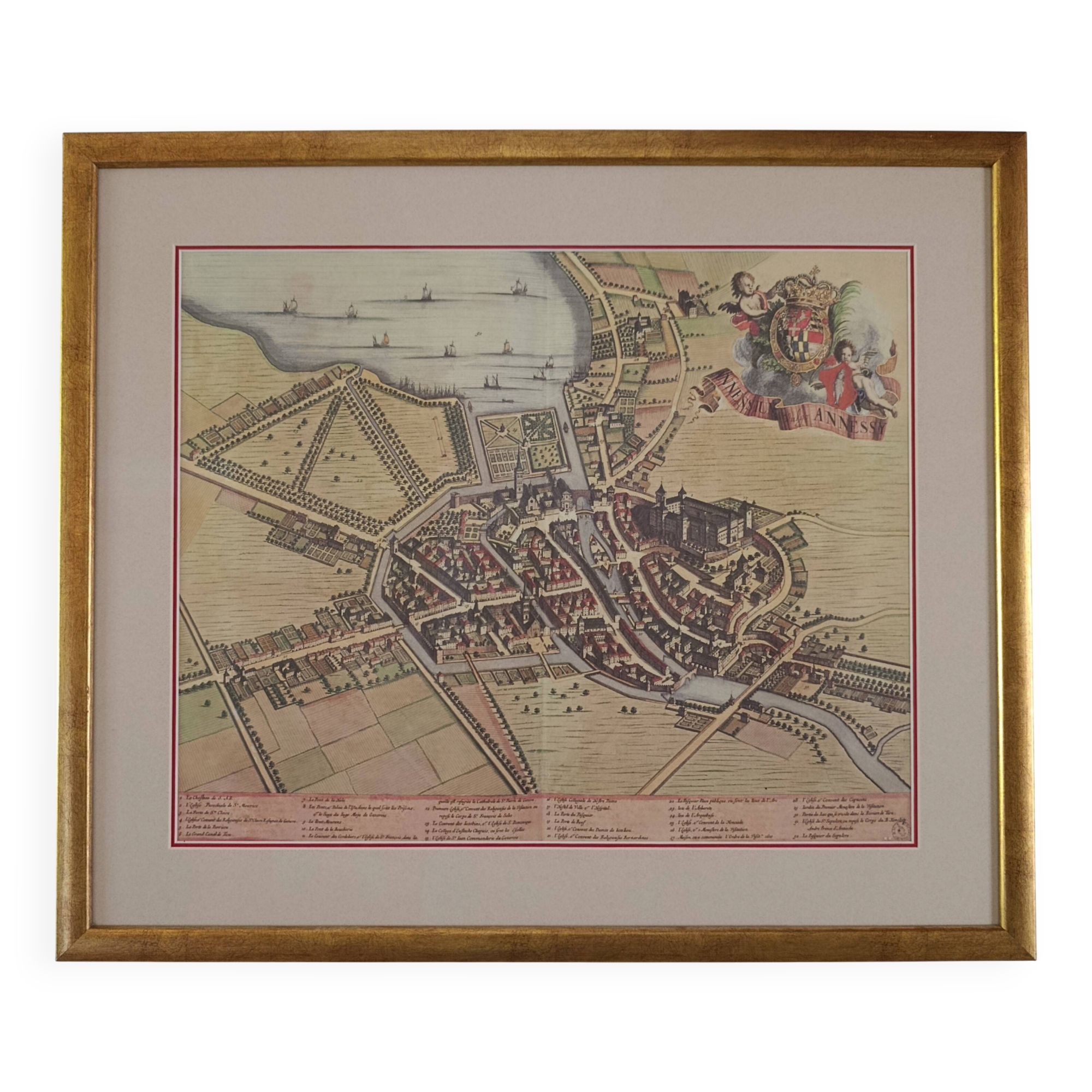 Map of Annecy. Reproduction 1682