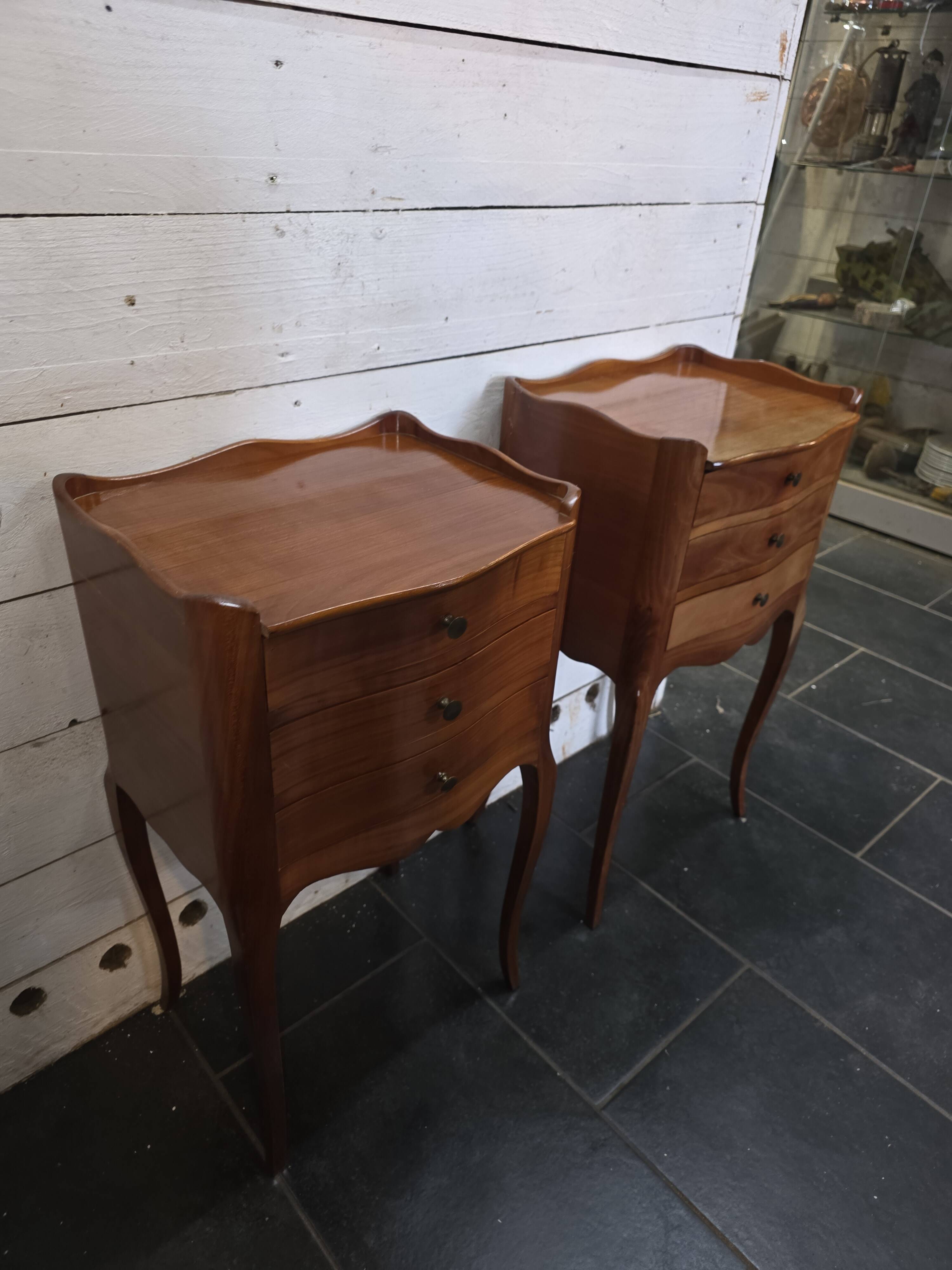 Pair of Louis XV style cherrywood bedside tables
