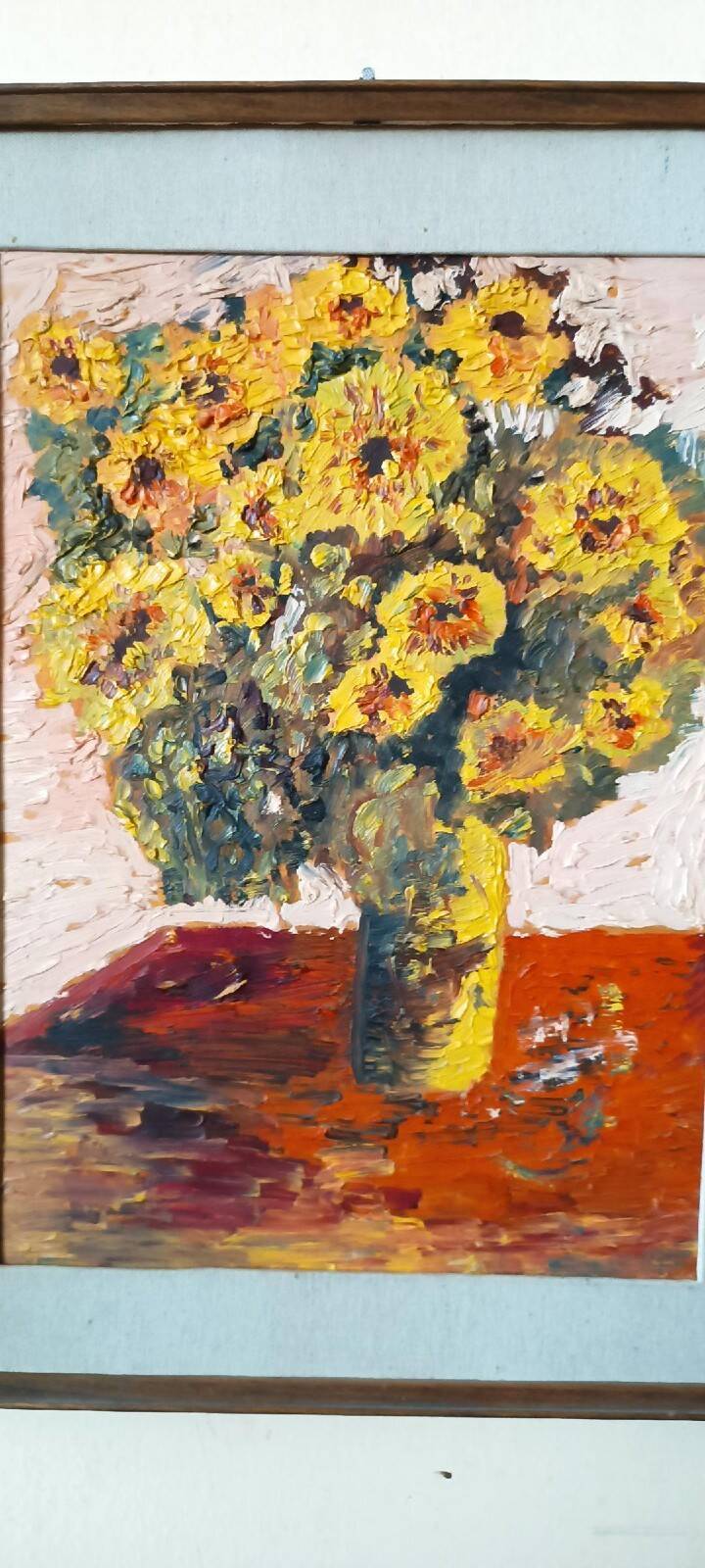 Oil painting on panel - vase with flowers - signed Serafini - dated 1962