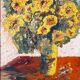 Oil painting on panel - vase with flowers - signed Serafini - dated 1962