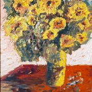 Oil painting on panel - vase with flowers - signed Serafini - dated 1962