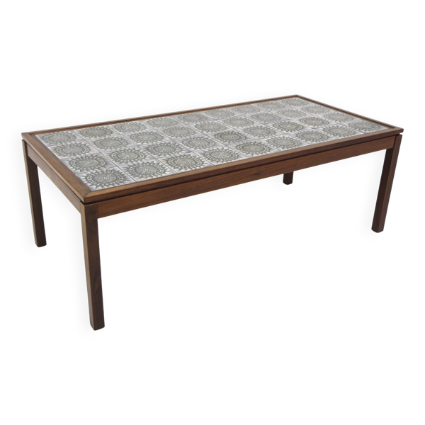 Table basse en acajou et en céramique, Suède, 1970