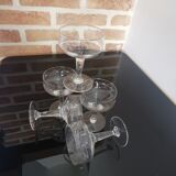 Vintage engraved glass champagne glasses