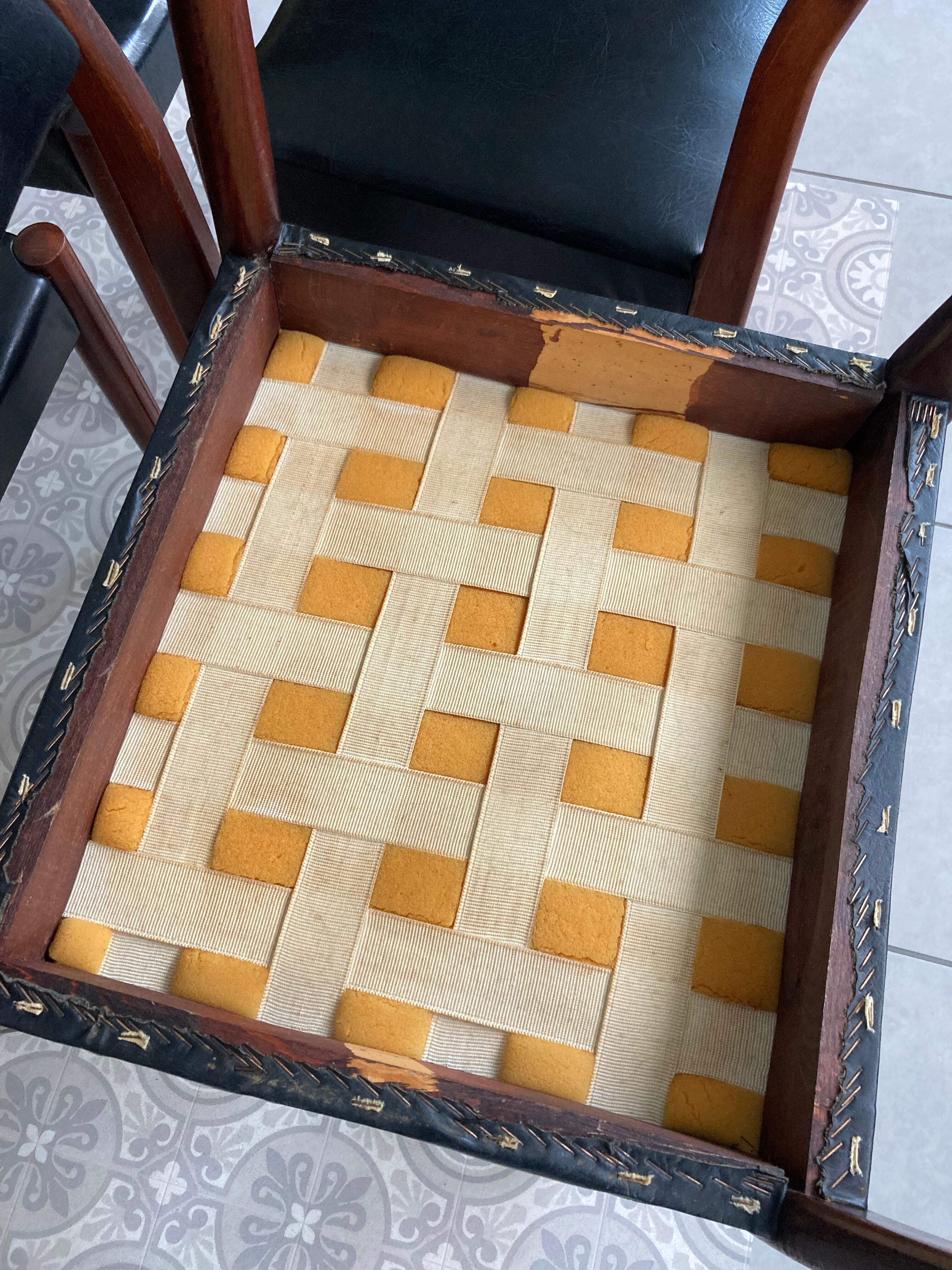 Set of 6 scandinavian chairs skaï black