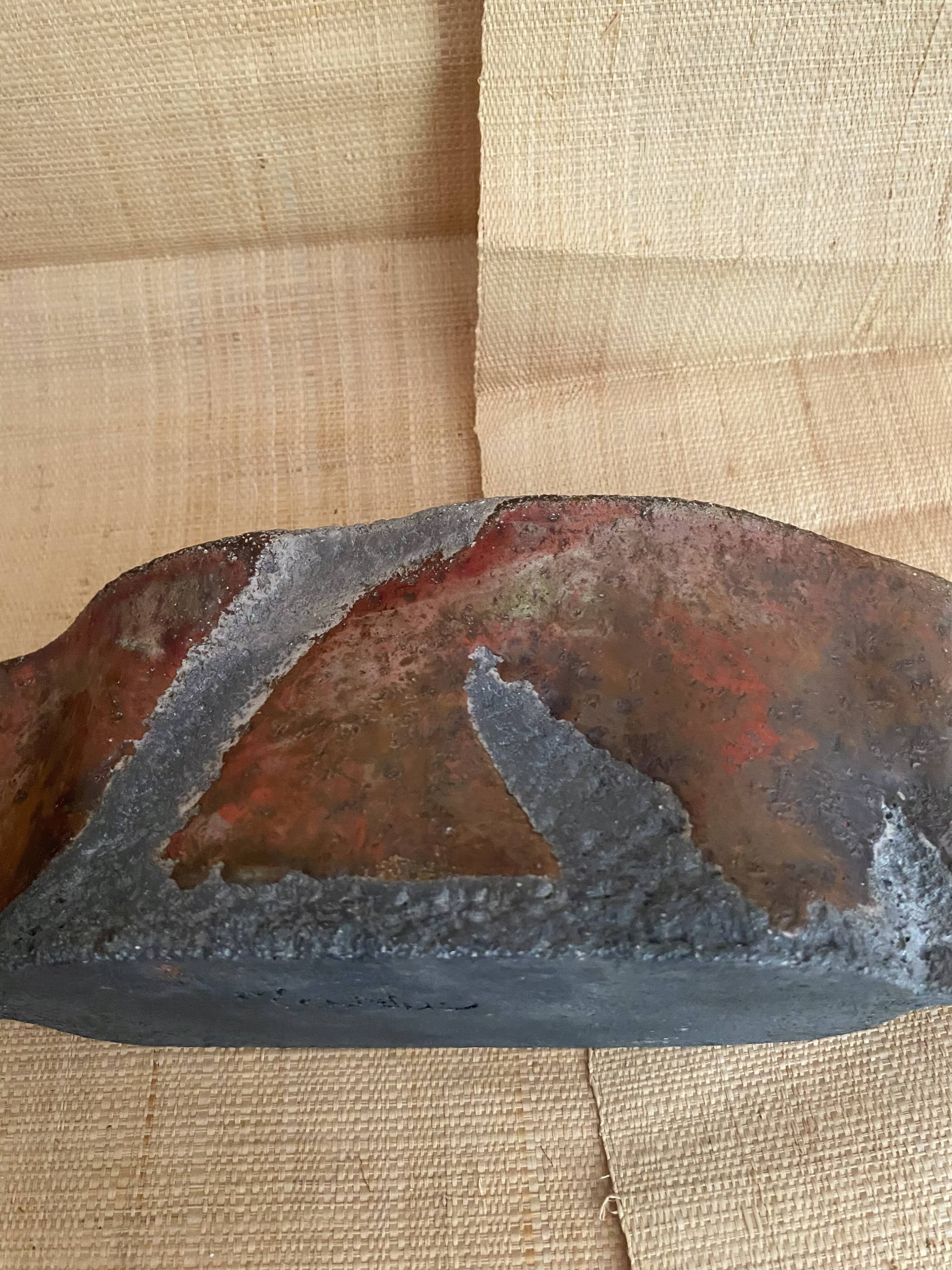 Raku vase signed free form