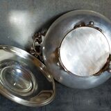 Alpaca silver metal serving dish with flowers