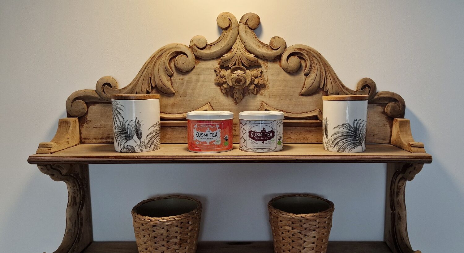 Old wall shelf carved in walnut