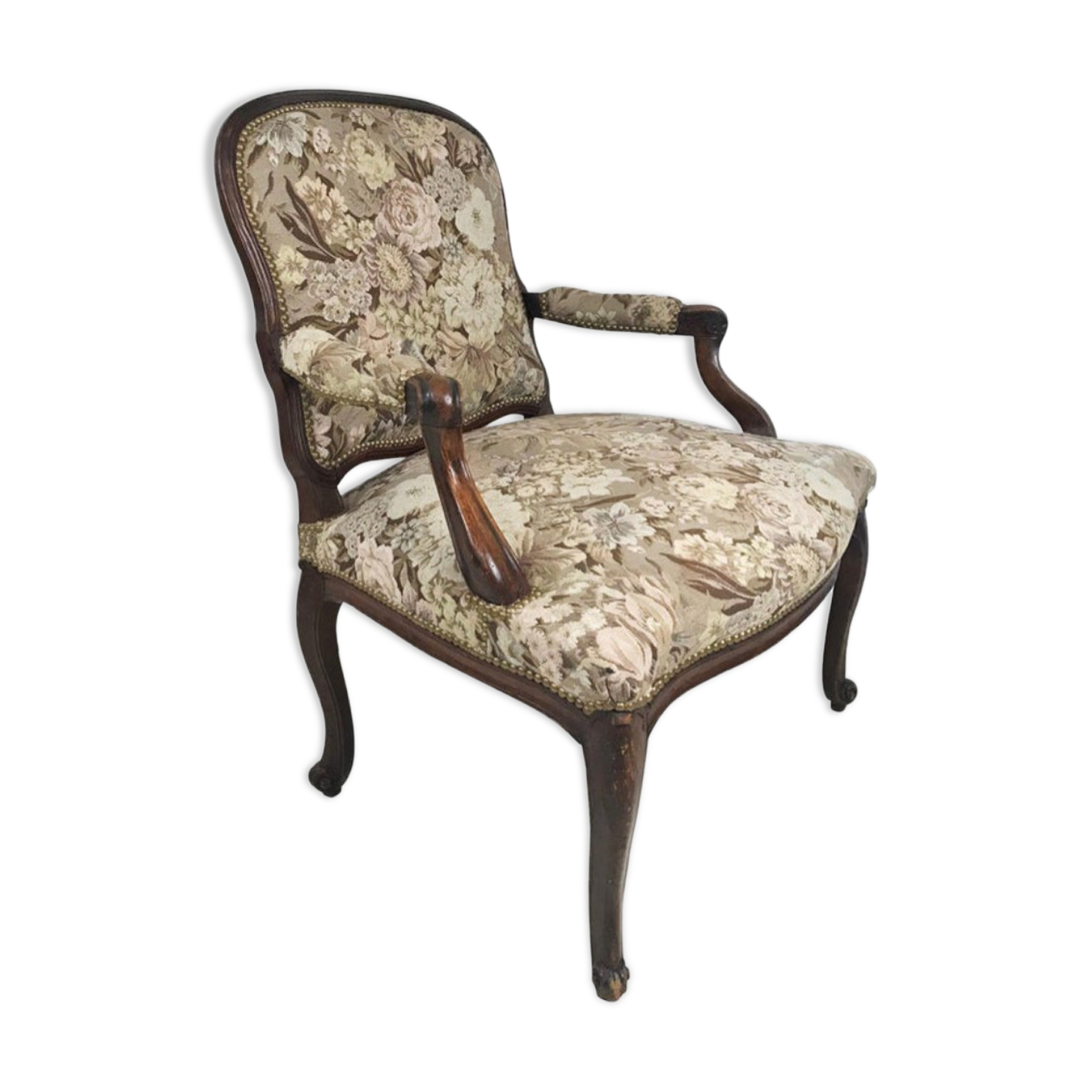 Louis XV vintage cabriolet armchair "à la Reine", 18th century