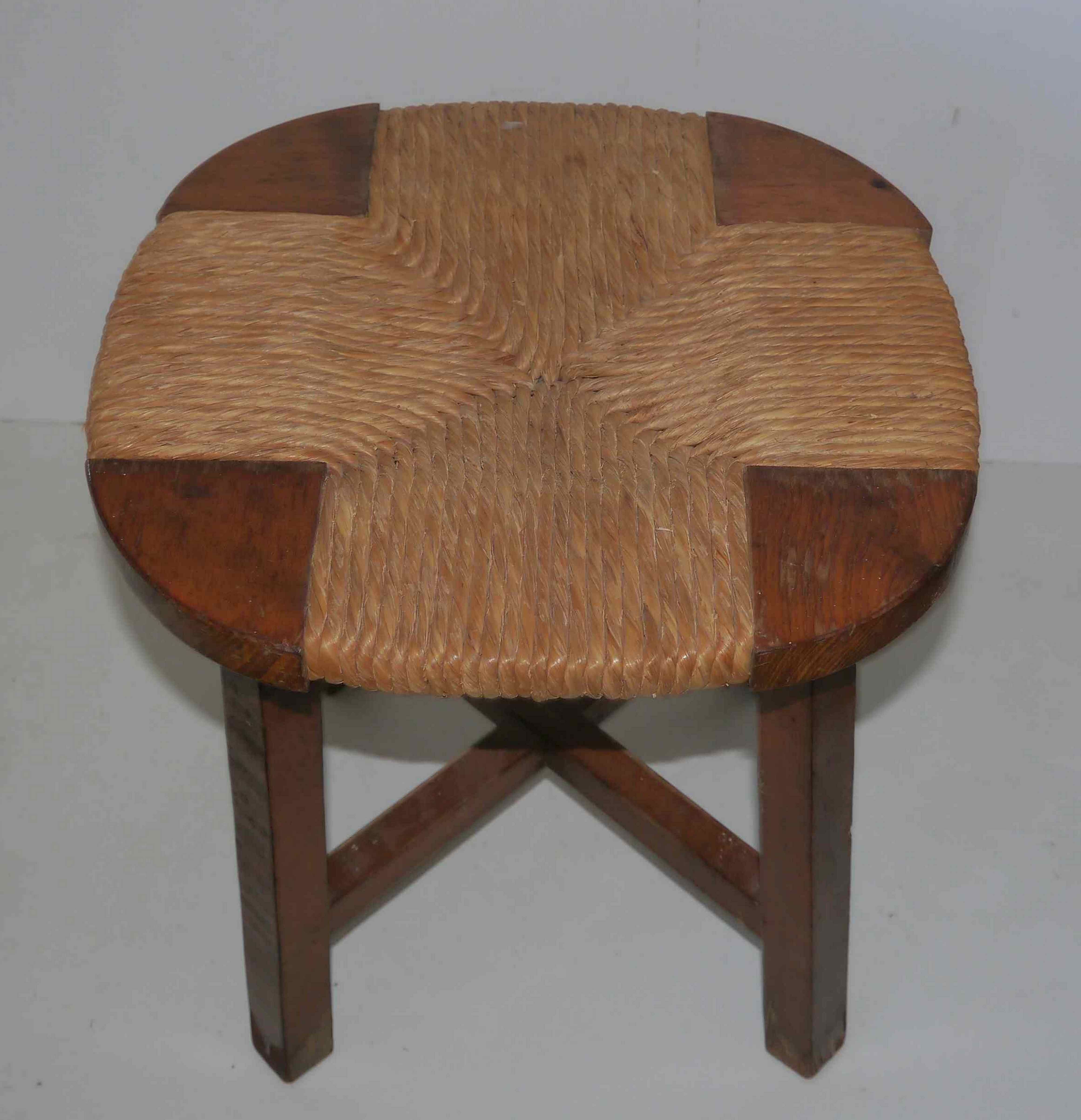 Tabouret paillé « moderniste » années 50's