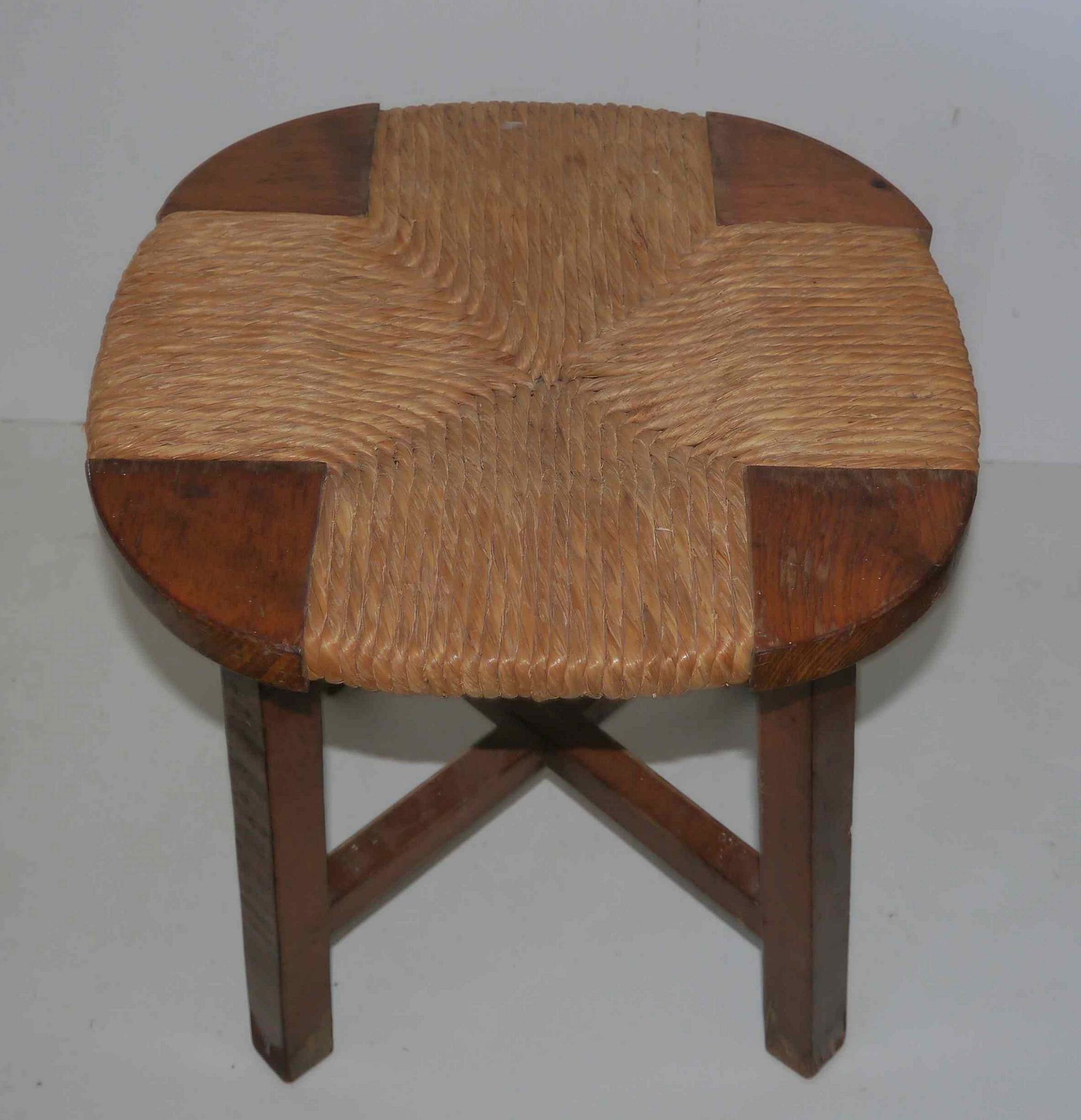 Tabouret paillé « moderniste » années 50's
