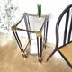 Fifth wheel end of sofa 70s metal black smoked glass